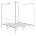 Letto a Baldacchino in Metallo Bianco 160x200 cm Elegante