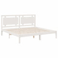 Struttura Letto Matrimoniale in Legno Massello Bianco 200x220 cm