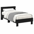 Letto in Legno Rovere Nero 90x190 cm con Design Moderno e Base a Doghe
