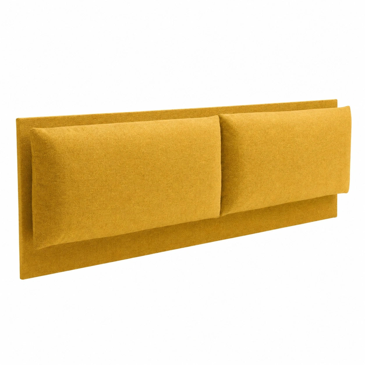 Testiera Letto Matrimoniale Senape Imbottita con Doppio Cuscino, Tessuto Anti-Macchia, Inclusi Accessori di Montaggio, Struttura in Legno, Modello ROMA