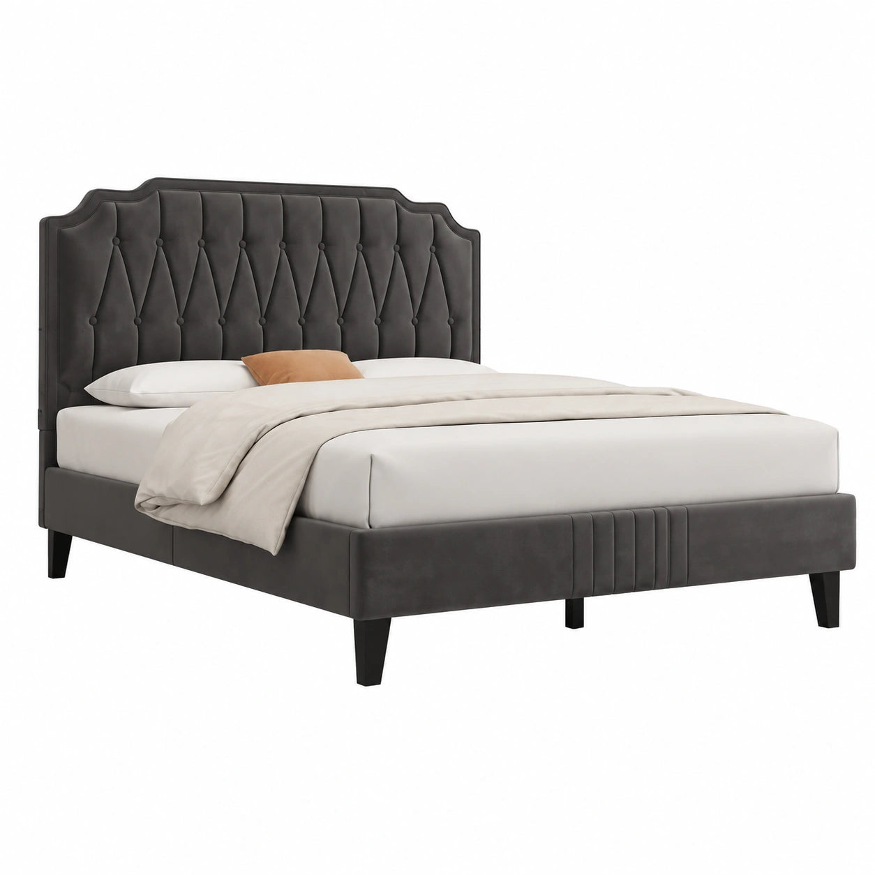 Letto Matrimoniale Regolabile in Tessuto Grigio Scuro 160x200 cm