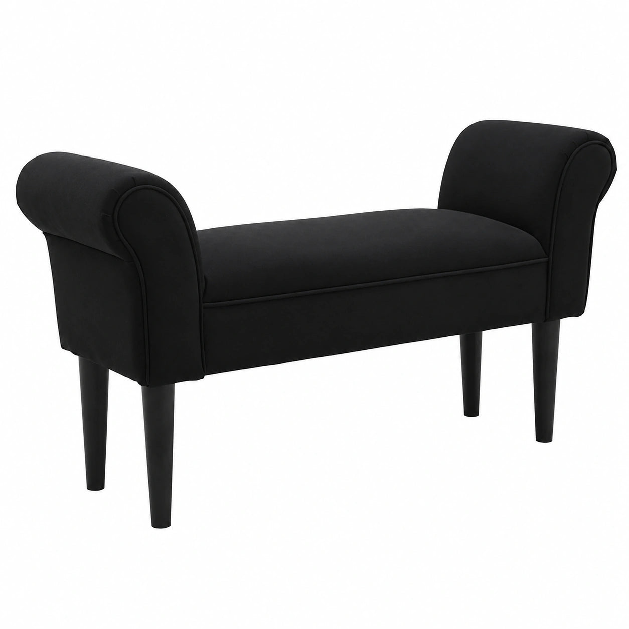 Panca Scarpiera Imbottita con Braccioli, Ideale per Ingresso, Nero, 102x36x51cm