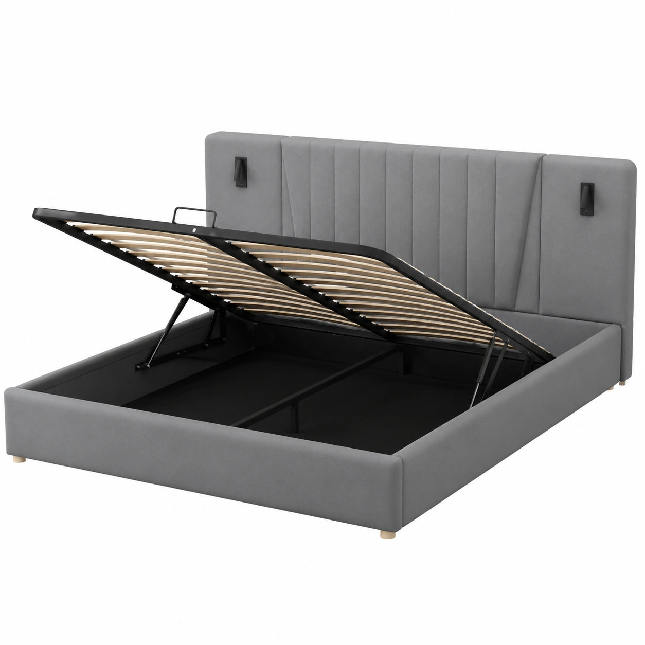 Letto Matrimoniale Imbottito 180x200cm con Schienale Extra e USB