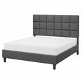 Letto Matrimoniale Imbottito con Testiera Quadrata, 160x200 cm, Grigio Scuro, Doghe Regolabili, Montaggio Facile