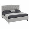 Letto Contenitore Matrimoniale con Apertura Idraulica, Testiera Imbottita in Tessuto Grigio, Struttura Rinforzata Facile da Montare, Rete in Legno 160x190cm
