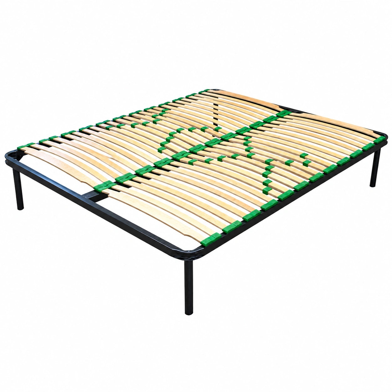 Rete Letto Matrimoniale 160x190 Ortopedica con 48 Doghe in Legno e Struttura in Ferro Rinforzata, Altezza 35 cm, Kit Piedi Inclusi