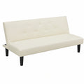 Divano Letto 3 Posti in Tessuto Imbottito Reclinabile, Gambe in Plastica, Colore Panna, Ideale per Salotto e Camera Ospiti, Dimensioni 167x70x77 cm