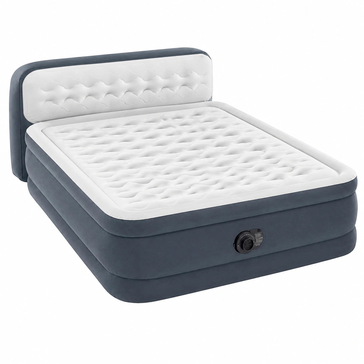Intex Materasso Matrimoniale Gonfiabile con Schienale e Pompa Elettrica, Tecnologia Fiber Tech, 152x236x86 cm, Blu