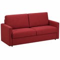 Divano Letto 3 Posti Jazz con Materasso Matrimoniale, Tessuto Antimacchia Rosso, Made in Italy