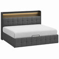 Letto matrimoniale imbottito 140x190 con LED, USB e contenitore idraulico