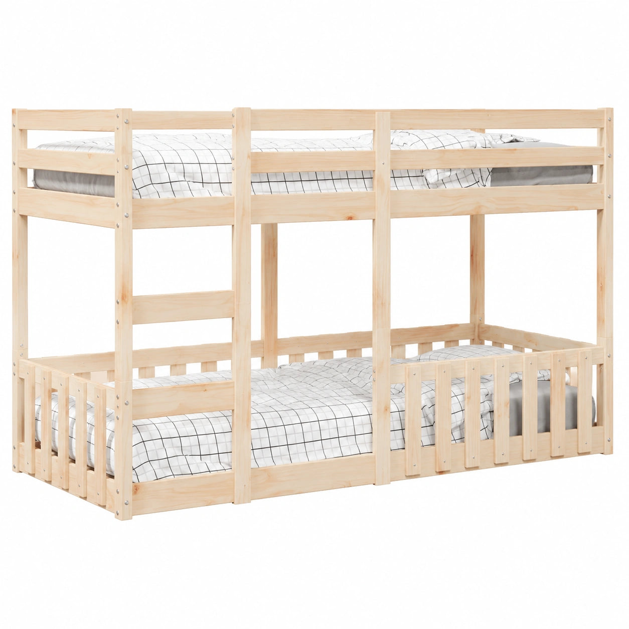 Letto a Castello in Legno di Pino 75x190 cm, Colore Marrone