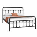 Letto Matrimoniale in Ferro 140x200 cm con Testiera Alta e Spazio Extra per Camera da Letto, Nero