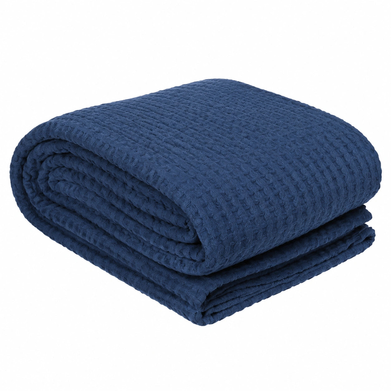 Coperta King Size in Cotone Pettinato Blu Navy, 300x250 cm, Morbida e Traspirante per Tutte le Stagioni