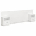 Testiera con Comodini Sospesi e Contenitore, Armadietti in Legno Bianco 160x1,5x80 cm