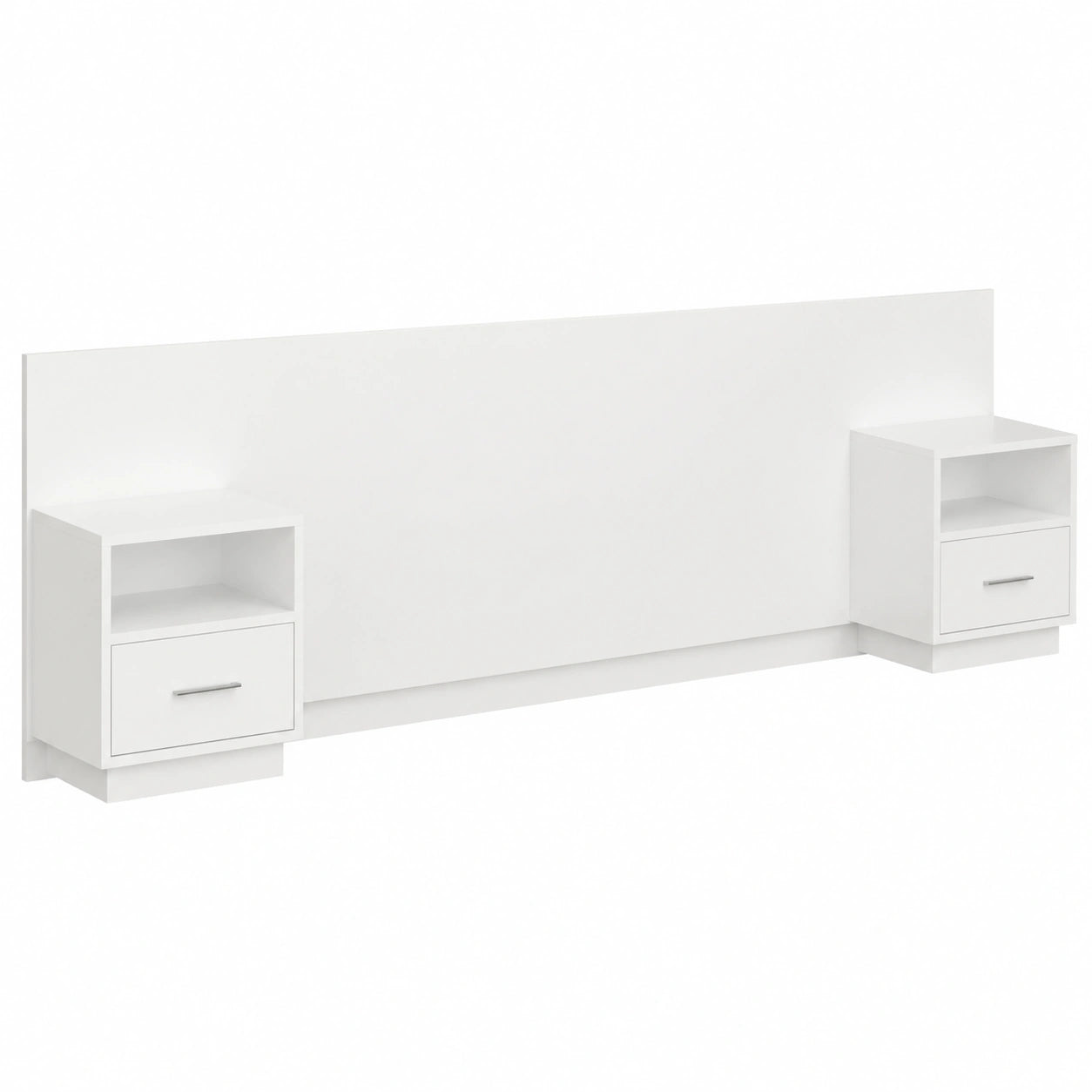 Testiera con Comodini Sospesi e Contenitore, Armadietti in Legno Bianco 160x1,5x80 cm