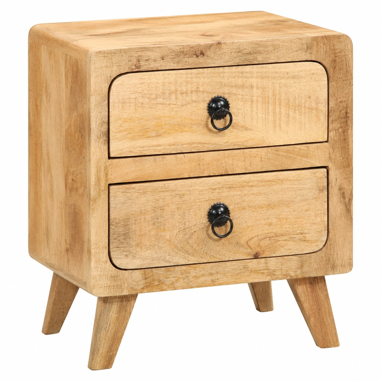 Comodini in Mango Massiccio con Spazio Contenitivo, Set di 2, 40x32x46 cm