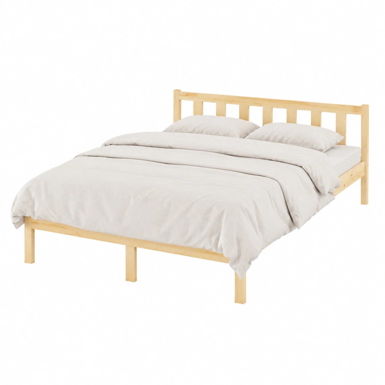 Letto in Legno Massiccio con Testiera, Rete a Doghe 160x200 cm, Ideale per Camera da Letto e Ospiti