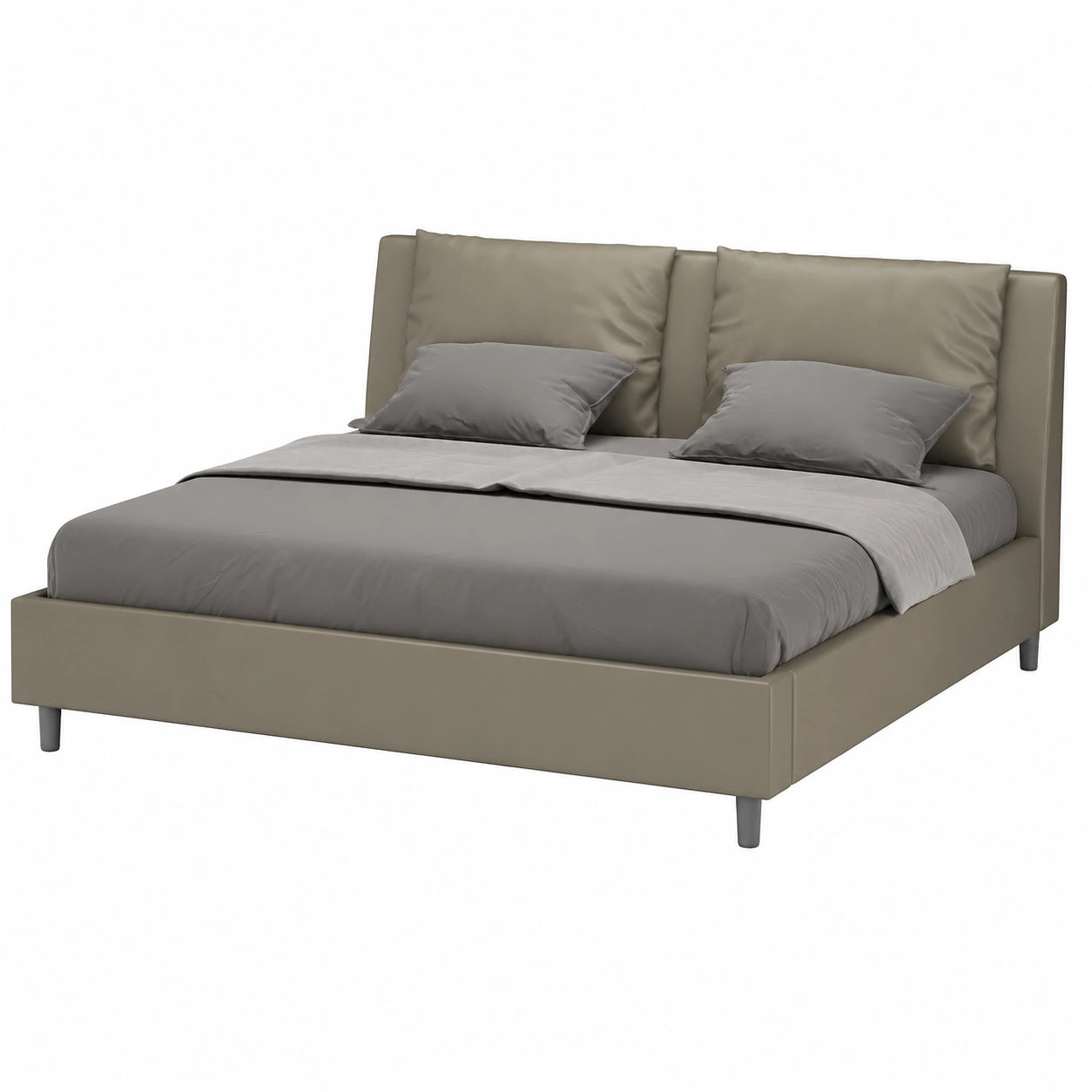 Letto King Size con Contenitore in Similpelle Cappuccino 200x200