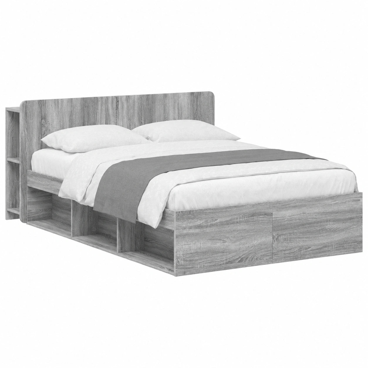 Letto Matrimoniale Moderno con Contenitore e Testiera in Legno 140x190 cm