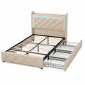 Letto Singolo Imbottito 90x200 cm con LED, Ricarica USB e Cassetti