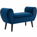 Cassapanca in Velluto con Braccioli per Camera da Letto, 118x42x66cm, Blu