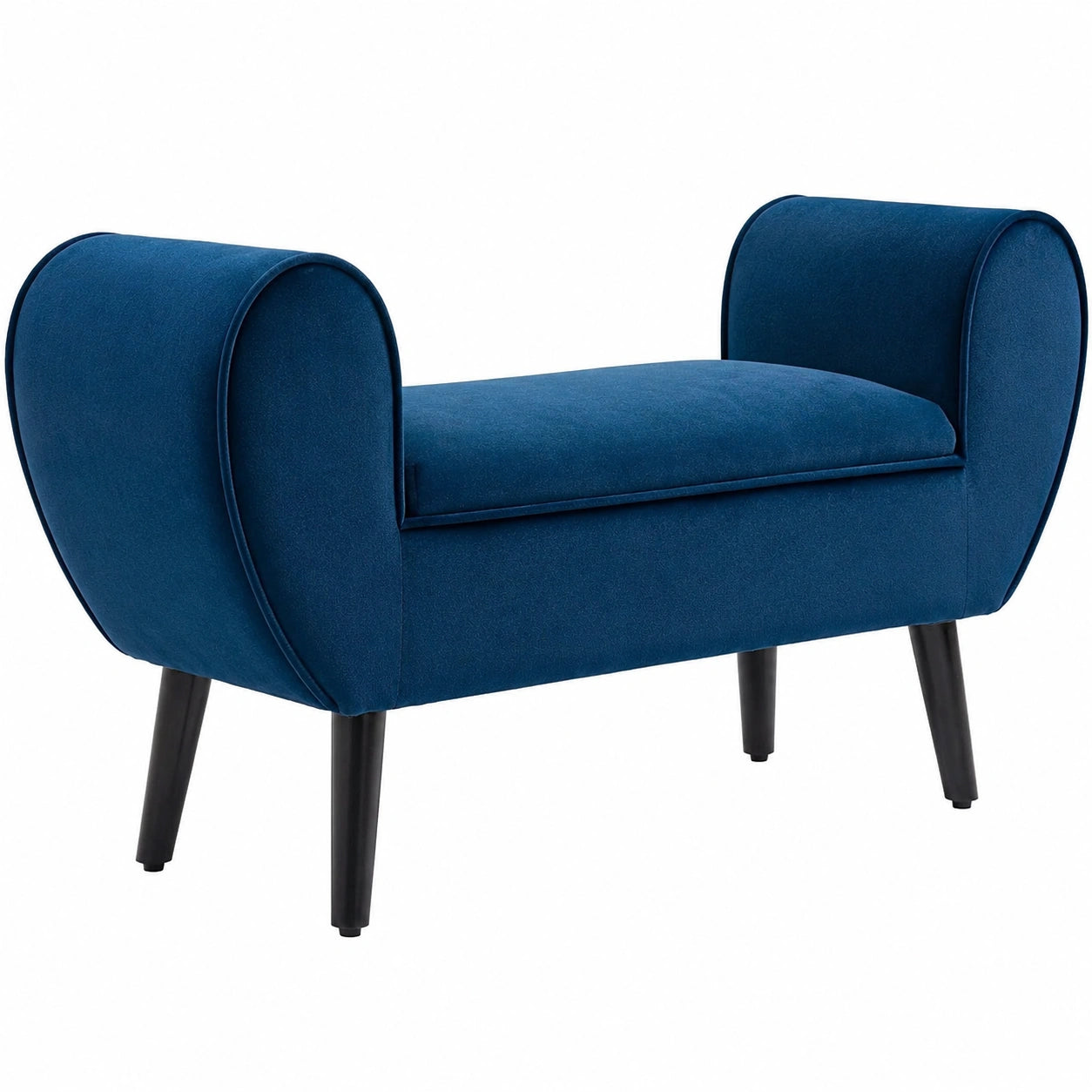 Cassapanca in Velluto con Braccioli per Camera da Letto, 118x42x66cm, Blu