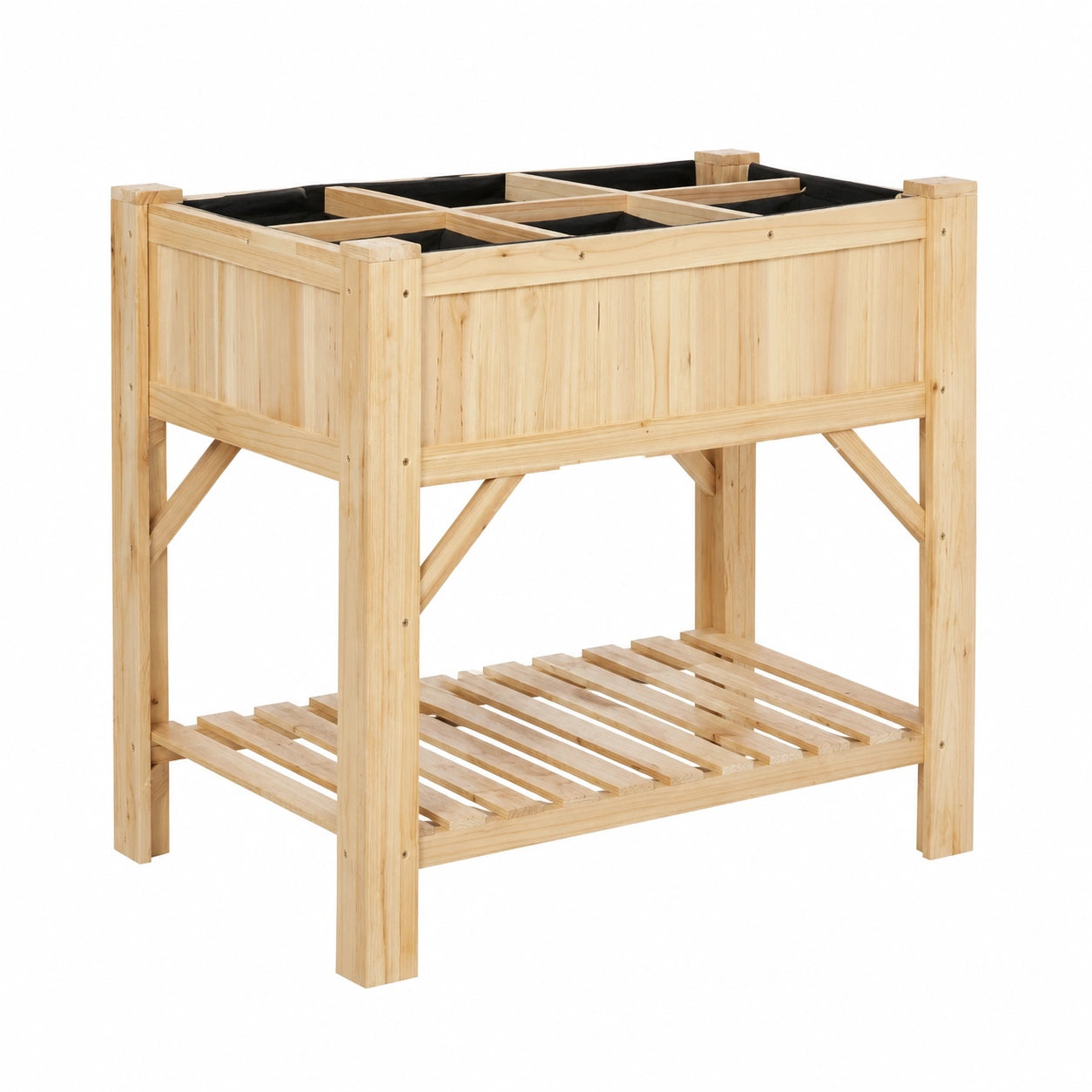 Outsunny Fioriera Rialzata in Legno di Abete con 6 Scomparti, 78.5x58x81cm