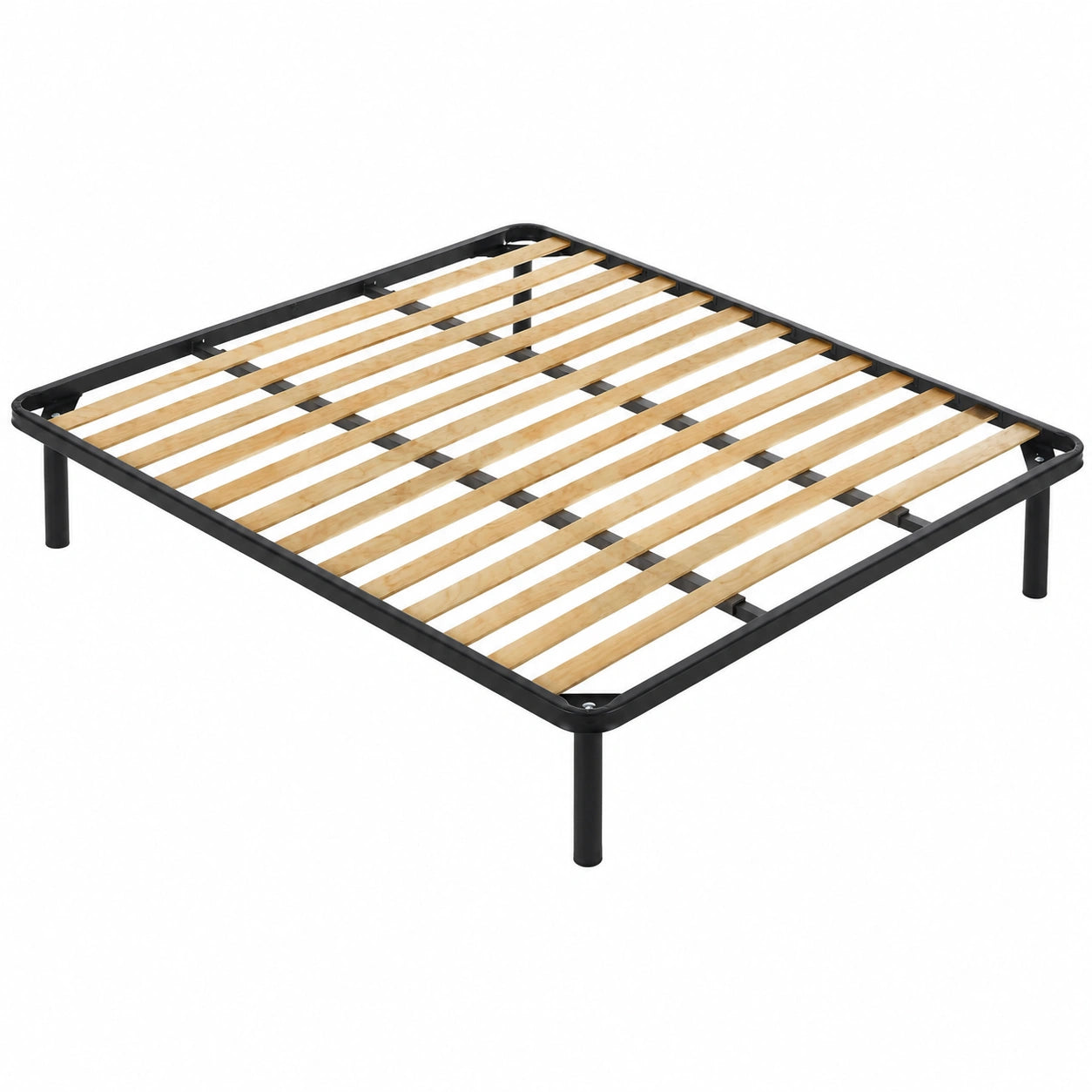 Letto Matrimoniale Ortopedico 160x190 con Doghe in Legno, Struttura in Ferro Robusta, Adatto a Ogni Materasso, Prodotto in Italia