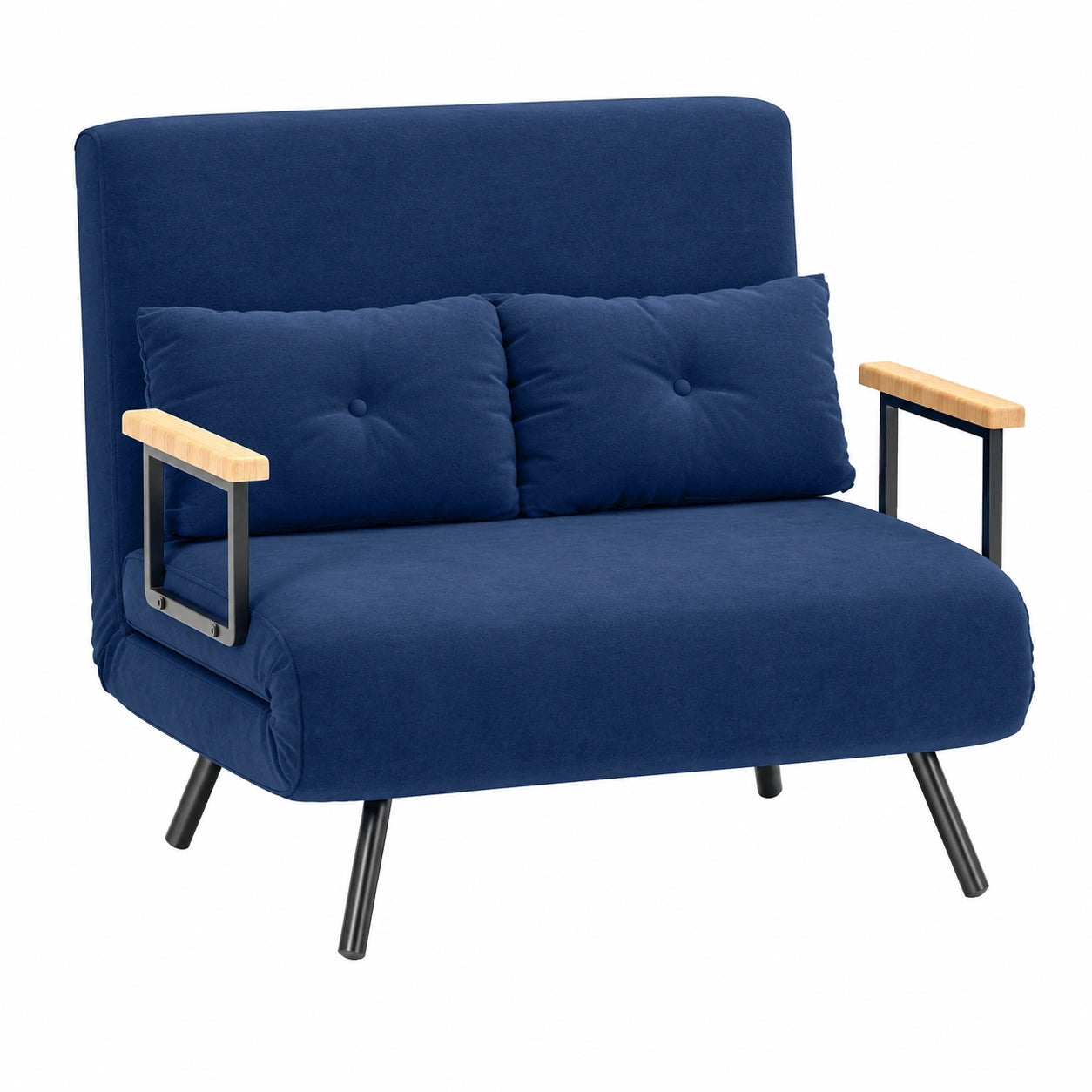 Divano Letto Matrimoniale 4 in 1 HOMCOM con Schienale Regolabile, Velluto Blu